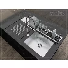 Canal Equipado Inox Calha Úmida 90cm Completa Com 4 Módulos