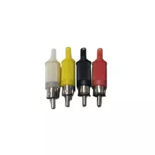 Kit 100 Plugs Rca Plástico Amarelo Vermelho Branco E Preto