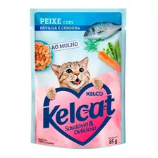 Ração Sabor Peixe Com Ervilha E Cenoura Kelcat 85g