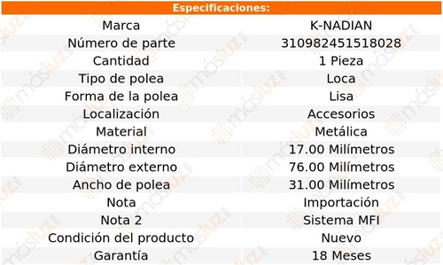 Polea Lisa Metalica Eagle Summit L4 2.4l 94 K-nadian Foto 3