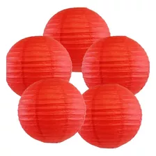 5 Lámparas Bola De Papel Arroz China 35 Cm Rojo