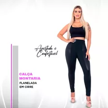 Calça Prada Modeladora Flanelada Montaria Cirre Couro Fake 