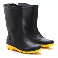 Bota Pvc P.forte S/forro Preta Sola Amarela 36 Grendene