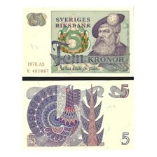 Cédula Fe Estrangeira 5 Kronor Suécia 