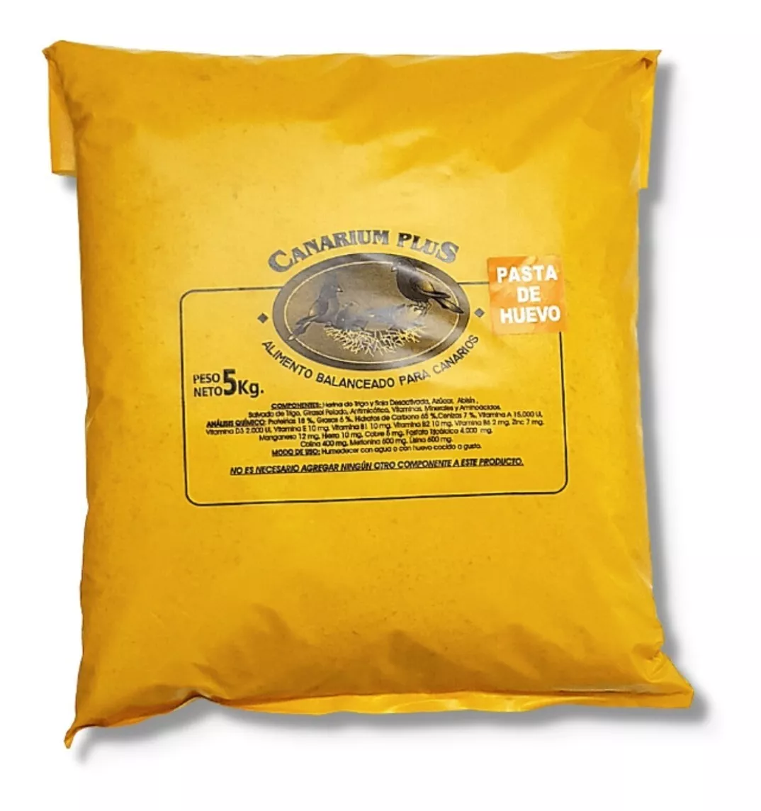 Alimento Bizcocho Canarium Plus Huevo Pajaros Canarios X5kgr