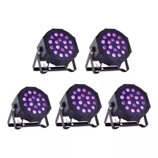 5 Canhão Uv 18 Led 3w Luz Negra Bivolt Neon Strobo Dmx