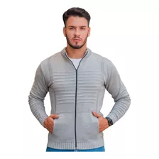 Jaqueta Masculina Com Zíper Blusa De Frio Inverno Lã Tricot