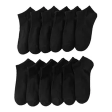 Pack 12 Calcetines Bambú Tobilleras Algodón Sólo Negro