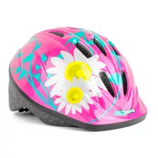 Capacete Ciclismo Infantil Kz-008 Flores Rosa Rosa Tamanho M