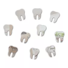 10 Unidades Espelho Decorativo Acrílico Dente Odontologia Cor Da Moldura Prata