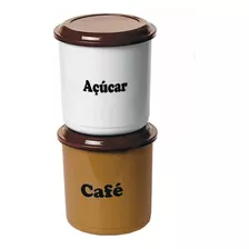 Conjunto De Potes Porta Mantimentos Café E Açúcar 1,3 Litros