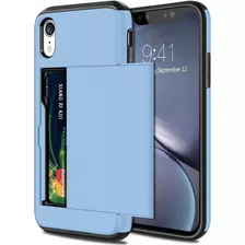 Funda Para iPhone XR, Celeste/tarjetero/rigida/resistente