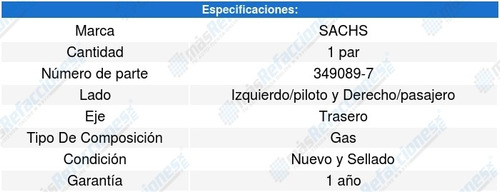 2-amortiguadores Gas Traseros Honda Passport (98-02) Sachs Foto 3