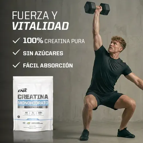 Imagen 4 de Creatina Monohidrato Ena Sport 300g Micronizada - 60 Servicios - Potencia Masa Muscular Y Rendimiento Deportivo Sin Sabor