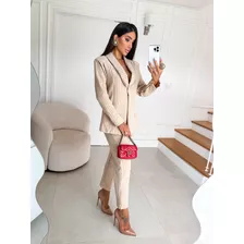 Conjunto Feminino Manga Longa Blazer/ Calça Alfaitaria