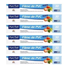 Kit 6 Rolo Filme De Pvc Transparente 28cm X 30m Atacado 