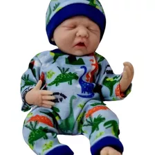 Mini Bebê Reborn De Pijama Bebê De Silicone Puro E Sólido