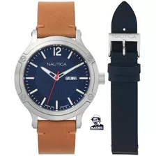 Reloj Nautica Porthole Slim Nappsp901 Set 2 Correas En Stock