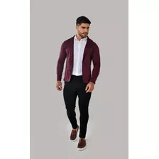 Kit Blazer Masculino Slim + Calça Slim Elastano Meia Estação