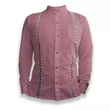 Guayabera Tejido Laterales Manga Larga Mao Hombre Manta