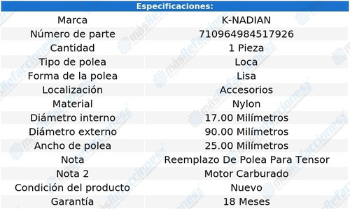 Polea Lisa Nylon K-nadian Peugeot 404 L4 1.8l 70 Foto 3