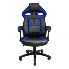 Cadeira De Escritório Mymax Mx1 Gamer Ergonômica Preto E Azul Com Estofado Em Tecido Sintético