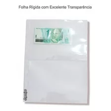 10 Folha P/ Cedulas 2 Div. Transparente Rigida Sem Tarja