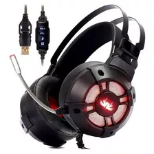 Headset Fone Gamer Knup Kp-446 Extreme 7.1 Usb Pc Ps3 Ps4 Cor Preto Cor Da Luz Vermelho