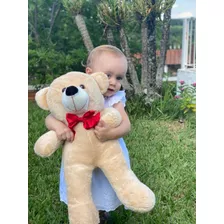 Urso De Pelúcia Antialérgico Teddy Bear 50cm Com Laço