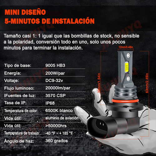 Kit De Faros Led 40000lm Para 2005-2011 Mercury Mariner Foto 10