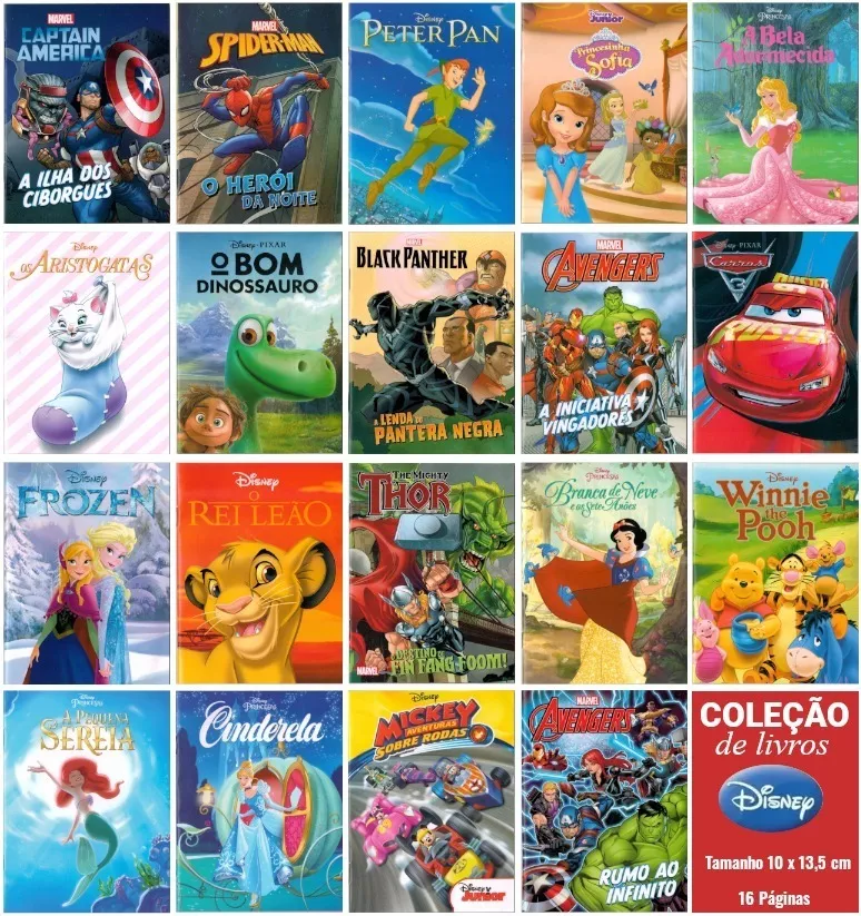 Kit De Livros Disney - Tamanho 13,5 X 10 Cm - 16 Páginas