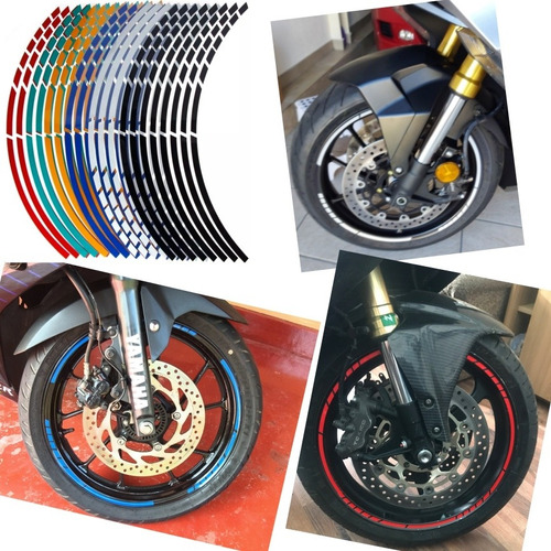 18 Tiras Reflejante Sticker Rines De Motocicleta Y Bicicleta