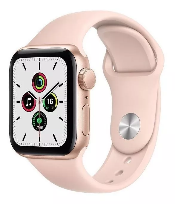 Apple Watch Se (gps, 40mm) - Caixa De Alumínio Dourada - Pulseira Esportiva Rosa-areia