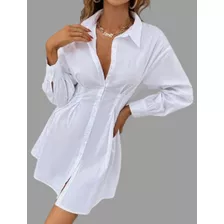 Camisa Chemise Manga Longa E Saída De Praia Moda Praia Luxo