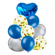 9 Globos Metalico Transprente Confeti Decoracion Elige Color Color Azul Rey