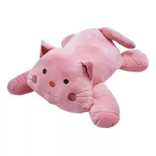 Gato Gatinho Fofinho De Pelúcia Pequeno Rosa Deitado 28cm 