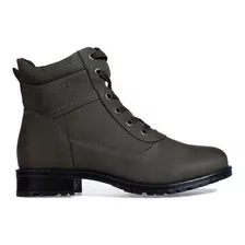 Bota Coturno Mooncity Salto Baixo Verde Militar Feminino 