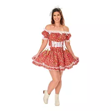 Vestido Junino Caipira Adulto Emilly