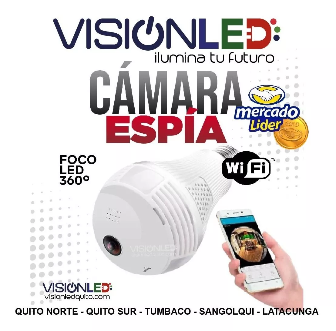 Foco Led Camara Espia Ip 360 Grados Wifi Monitoreo Celular 