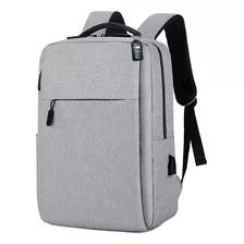 Mochila Escolar Casual Para Laptop Puerto Usb Gran Capacidad Color Gris