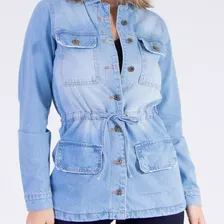 Jaqueta Parka Jeans Preta Feminina Lady Rock