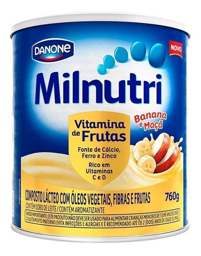 Fórmula Infantil Em Pó Danone Milnutri Vitamina De Frutas Sabor Banana/maçã  Em Lata De 760g - 12 Meses 2 Anos