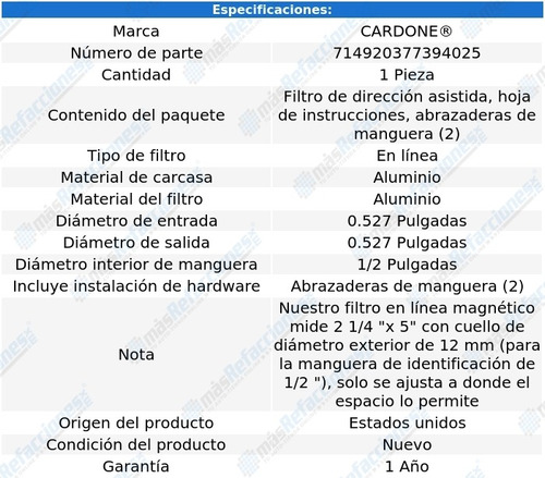 Filtro Direccin Hidrulica Merkur Scorpio 88-89 Cardone Foto 5