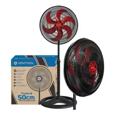 Ventilador Coluna Vermelho 50cm Pedestal 220v Turbo Ventisol Cor Da Estrutura Preto