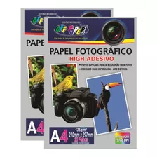 40 Fls Papel Fotográfico High Glossy Adesivo Off Paper 135g