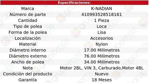 Polea Accesorios Nylon Lisa Biscayne V8 5.7l 61 K-nadian Foto 3