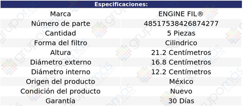 5 Filtros De Aire Engine Fil Mini Ram L4 2.6l 1984 A 1987 Foto 2