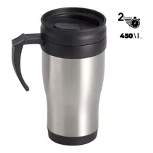 Caneca Inox Com Tampa 400 Ml Cromado Atacado Sem Desenho