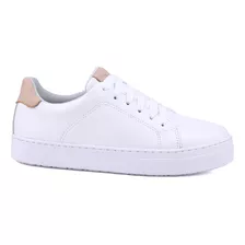 Tênis Casual Sapato Feminino De Couro Puro Conforto Branco