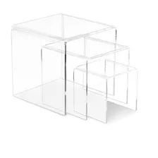 Prateleira Plataforma Acrílico Vitrine Decorativo Sala 3 Un Cor Cristal